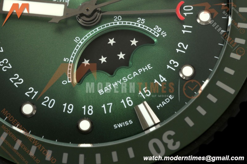 Blancpain - Fifty Fathoms 5054 Bathyscaphe Complete Calendar Moon Phases Black CER/NY Green Dial DDDF A6654  | 블랑팡 - 피프티 패덤즈 5054 바티스카프 컴플리트 캘린더 문페이즈 블랙 CER/NY 그린 다이얼 DDDF A6654