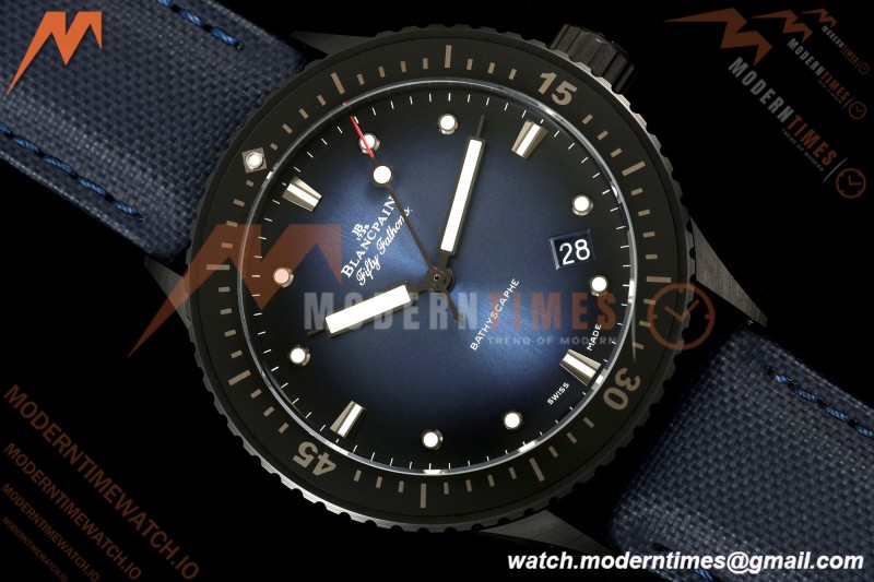 Blancpain - Fifty Fathoms 5000A 43.6mm Bathyscaphe Black Cer/NY Sunburst Blue DDDF A1315