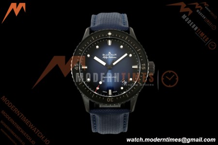 Blancpain - Fifty Fathoms 5000A 43.6mm Bathyscaphe Black Cer/NY Sunburst Blue DDDF A1315 | ブランパン - フィフティ ファゾムス 5000A 43.6mm バチスカーフ ブラック セラミック/ナイロン サンバーストブルー文字盤 DDF A1315