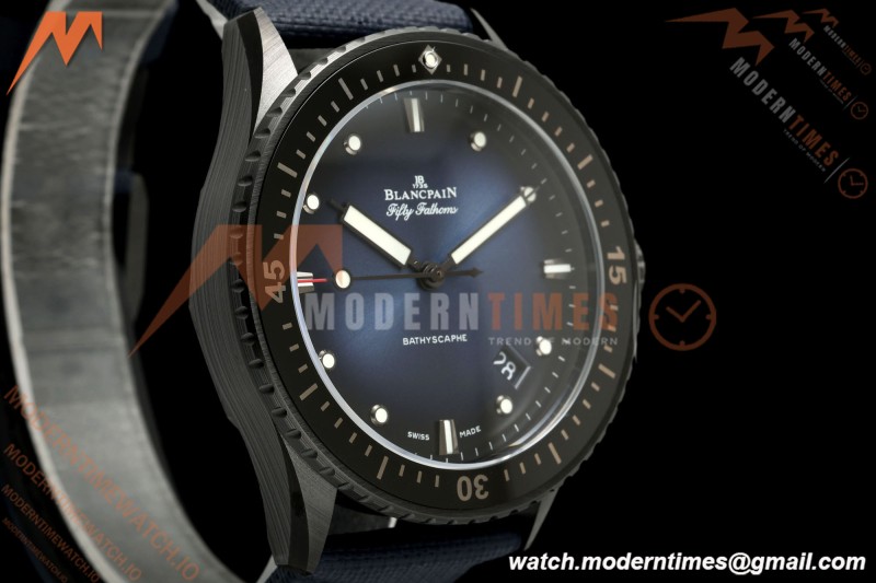 Blancpain - Fifty Fathoms 5000A 43.6mm Bathyscaphe Black Cer/NY Sunburst Blue DDDF A1315
