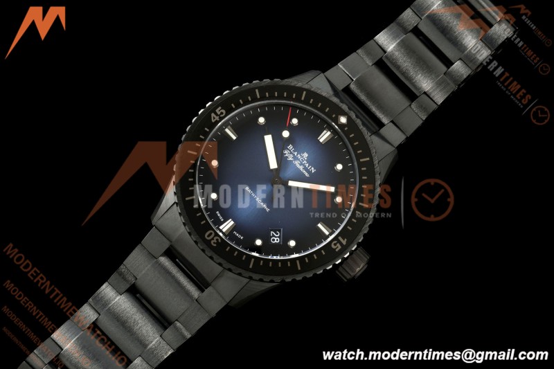 Blancpain - Fifty Fathoms 5000A 43.6mm Bathyscaphe Black Cer/Cer Sunburst Blue Dial DDDF A1315