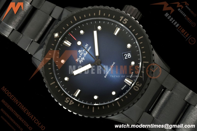 Blancpain - Fifty Fathoms 5000A 43.6mm Bathyscaphe Black Cer/Cer Sunburst Blue Dial DDDF A1315