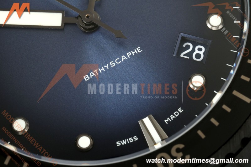 Blancpain - Fifty Fathoms 5000A 43.6mm Bathyscaphe Black Cer/Cer Sunburst Blue Dial DDDF A1315