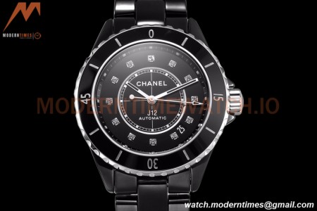 Chanel - J12 38MM Automatic Black Cer/Cer Blk/Dia BVF Cal 12.1
