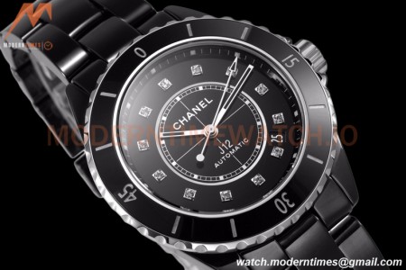 Chanel - J12 38MM Automatic Black Cer/Cer Blk/Dia BVF Cal 12.1