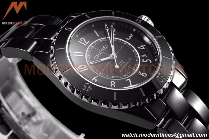 Chanel - J12 38MM Automatic Black Cer/Cer Blk/Num BVF Cal 12.1