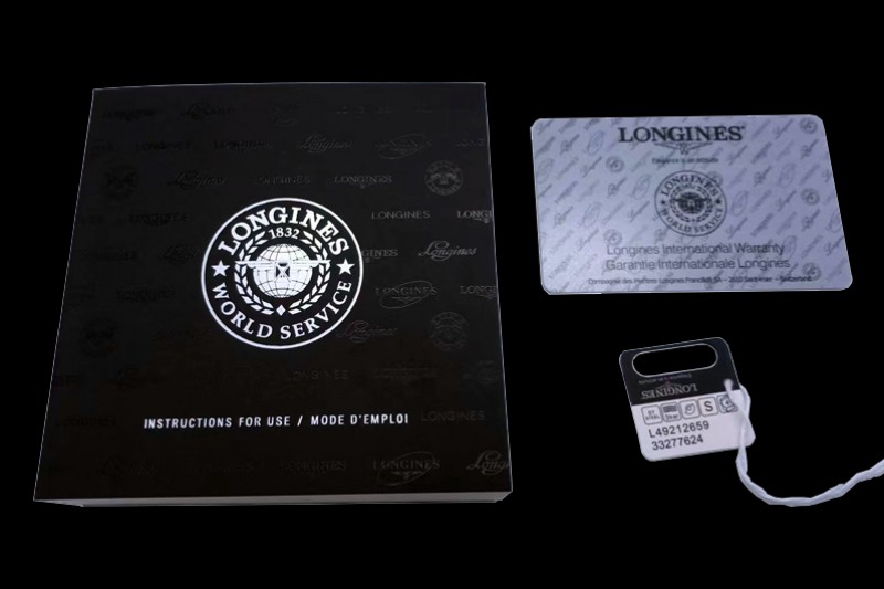 Longines - Black Leather Watch Box Set 1:1 Quality with Full Set of Booklets and Card
