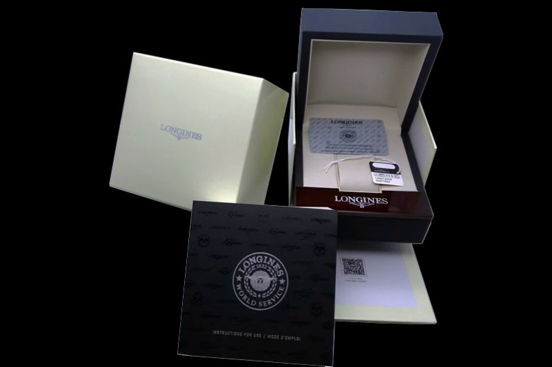 Longines - Black Leather Watch Box Set 1:1 Quality with Full Set of Booklets and Card