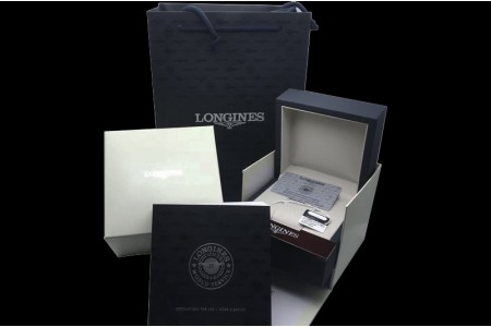 Longines - Black Leather Watch Box Set 1:1 Quality with Full Set of Booklets and Card