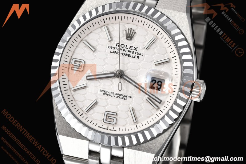 Rolex - Land-Dweller 127334 40mm Jub Flt SS/SS Wht/Stk GDF MY8215