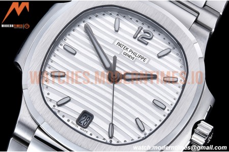 Patek Philippe - Nautilus Ladies 7118 35mm SS/SS Wht/Stk PPF A324
