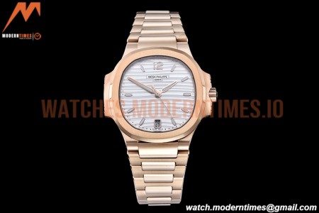 Patek Philippe - Nautilus Ladies 7118 35mm RG/RG Wht/Stk PPF A324