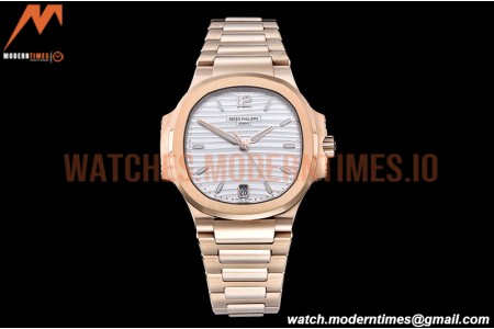 Patek Philippe - Nautilus Ladies 7118 35mm RG/RG Wht/Stk PPF A324