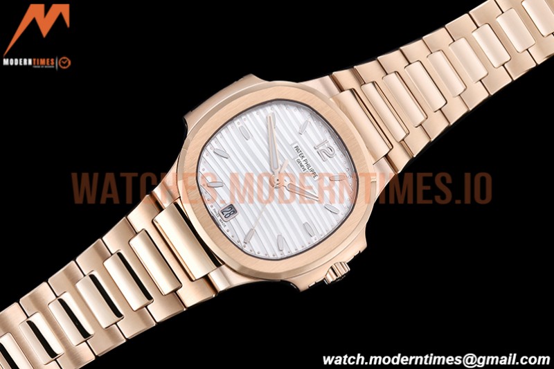 Patek Philippe - Nautilus Ladies 7118 35mm RG/RG Wht/Stk PPF A324