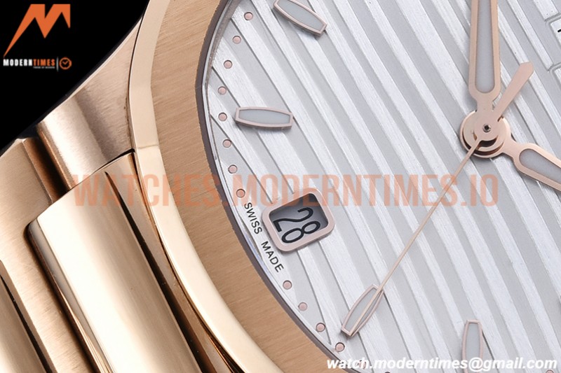 Patek Philippe - Nautilus Ladies 7118 35mm RG/RG Wht/Stk PPF A324