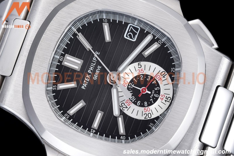 Patek Philippe - Nautilus Chronograph 5980 SS/SS Black PPF A7750 Mod