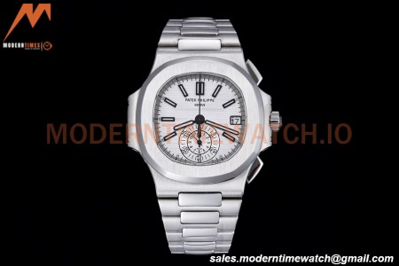 Patek Philippe - Nautilus Chronograph 5980 SS/SS White PPF A7750 Mod