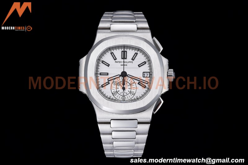 Patek Philippe - Nautilus Chronograph 5980 SS/SS White PPF A7750 Mod