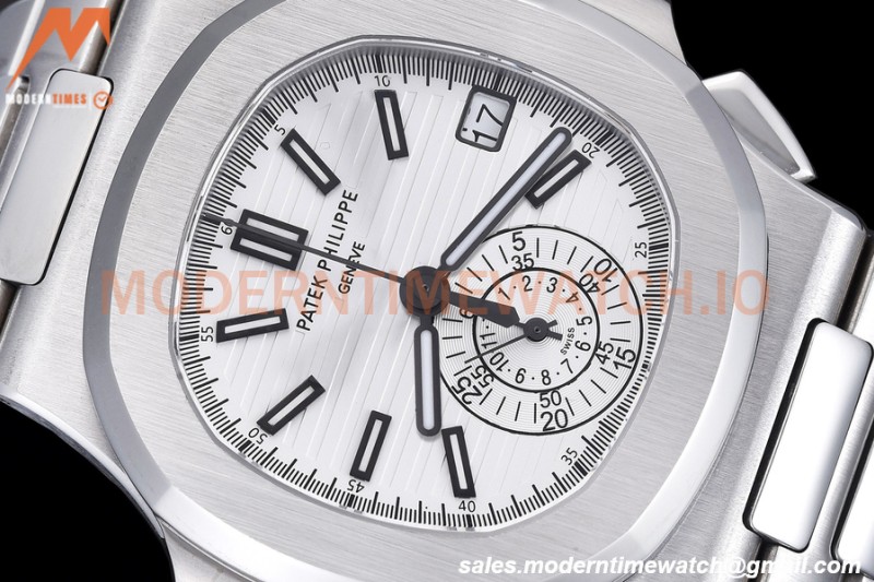 Patek Philippe - Nautilus Chronograph 5980 SS/SS White PPF A7750 Mod