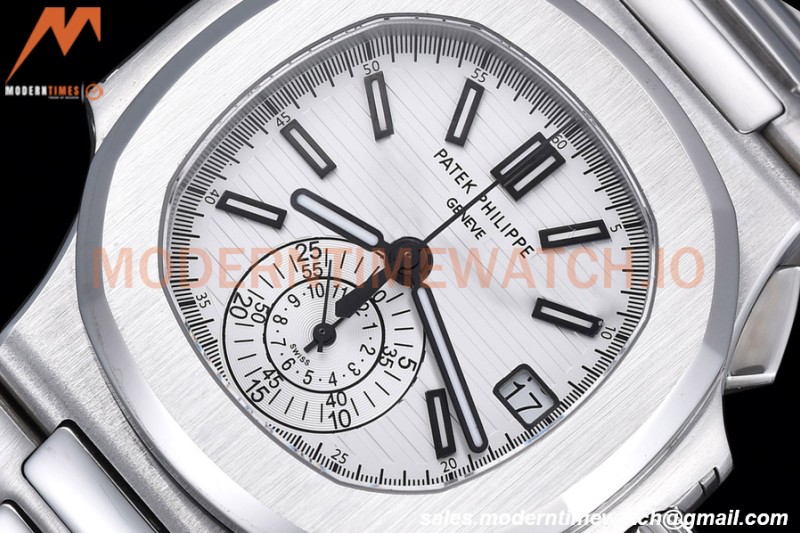 Patek Philippe - Nautilus Chronograph 5980 SS/SS White PPF A7750 Mod