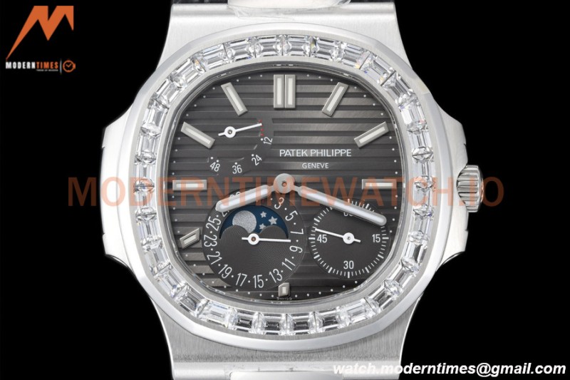 Patek Philippe - Nautilus Moon Phase 5722G 40mm Diamond SS/LE Grey PPF A240