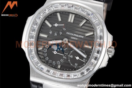 Patek Philippe - Nautilus Moon Phase 5722G 40mm Diamond SS/LE Grey PPF A240