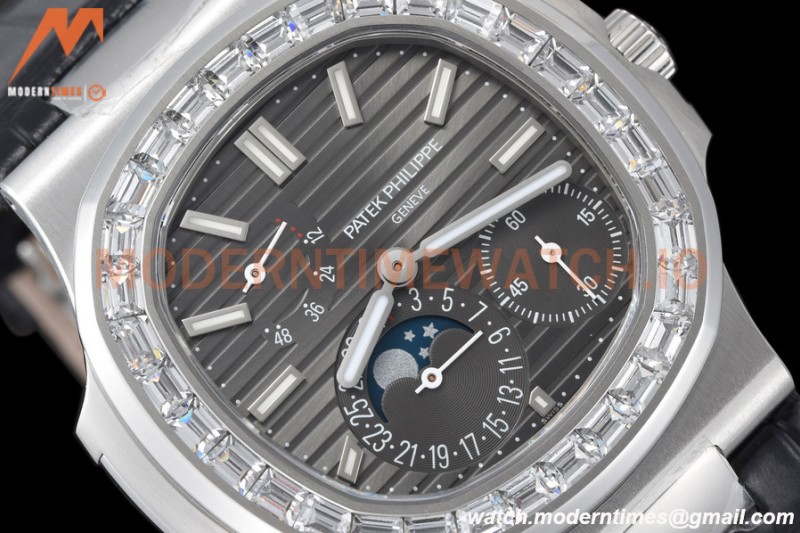Patek Philippe - Nautilus Moon Phase 5722G 40mm Diamond SS/LE Grey PPF A240