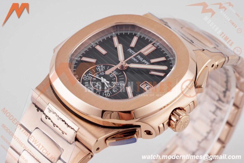 Patek Philippe - Nautilus Chronograph 5980 RG/RG Black 3KF V2 A7750 Mod