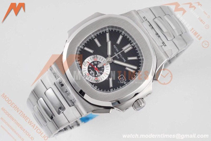 Patek Philippe - Nautilus Chronograph 5980 SS/SS Black 3KF V2 A7750 Mod