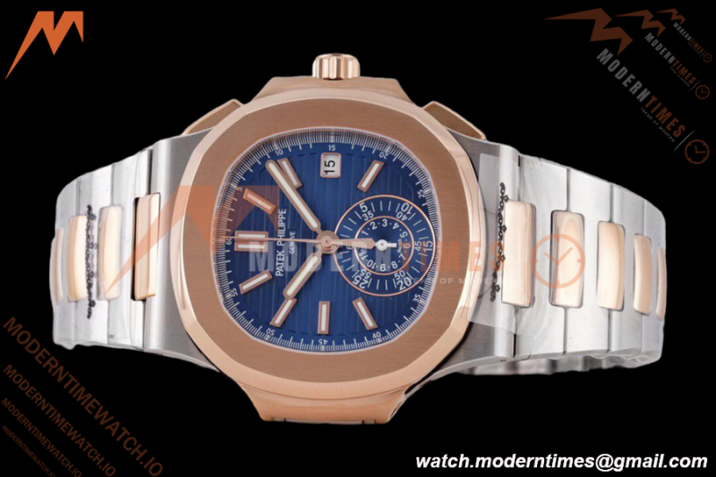 Patek Philippe - Nautilus Chronograph 5980 RG/SS Blue 3KF V2 A7750 Mod