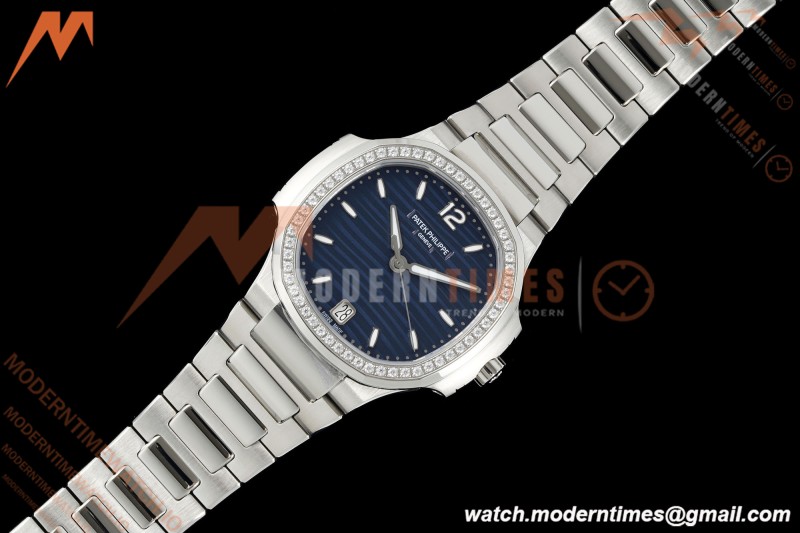 Patek Philippe - Nautilus Ladies 7118 35mm SS/SS Blu/Stk Diamonod 3KF DD324