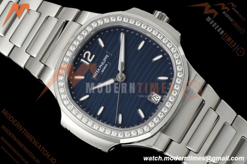 Patek Philippe - Nautilus Ladies 7118 35mm SS/SS Blu/Stk Diamonod 3KF DD324