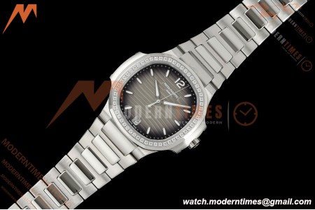 Patek Philippe - Nautilus Ladies 7118 35mm SS/SS Gray/Stk Diamonod 3KF DD324