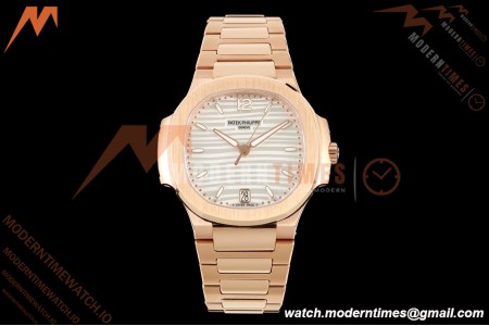 Patek Philippe - Nautilus Ladies 7118 35mm RG/RG Wht/Stk DDF DD324
