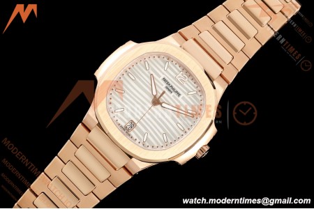 Patek Philippe - Nautilus Ladies 7118 35mm RG/RG Wht/Stk DDF DD324