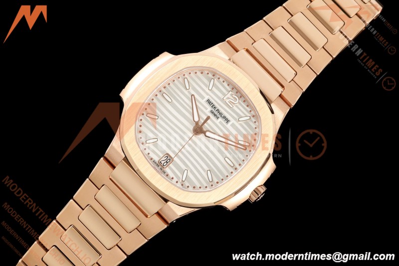 Patek Philippe - Nautilus Ladies 7118 35mm RG/RG Wht/Stk DDF DD324
