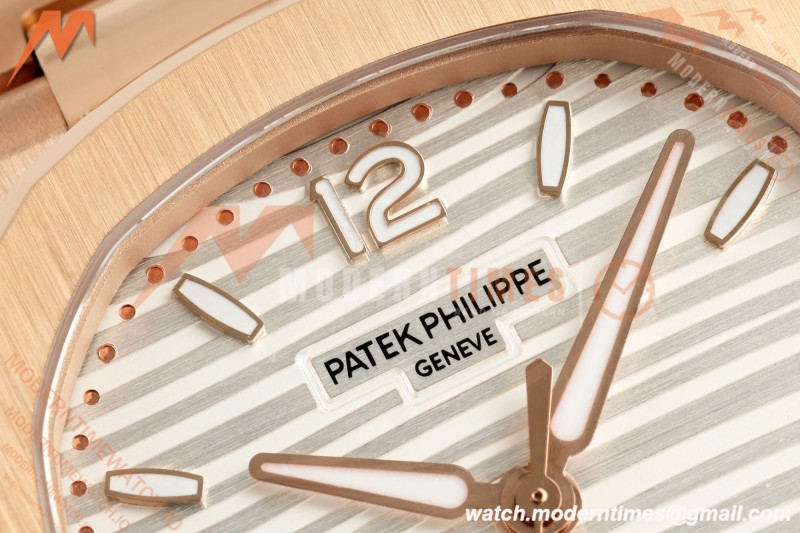 Patek Philippe - Nautilus Ladies 7118 35mm RG/RG Wht/Stk DDF DD324