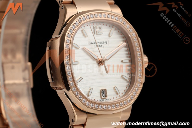 Patek Philippe - Nautilus Ladies 7118 35mm RG/DIA Wht/Stk DDF DD324 | 파텍 필립 - 노틸러스 레이디스 7118 35mm 로즈 골드/다이아 화이트/바 인덱스 DDF DD324