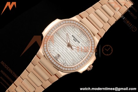 Patek Philippe - Nautilus Ladies 7118 35mm RG/DIA Wht/Stk DDF DD324