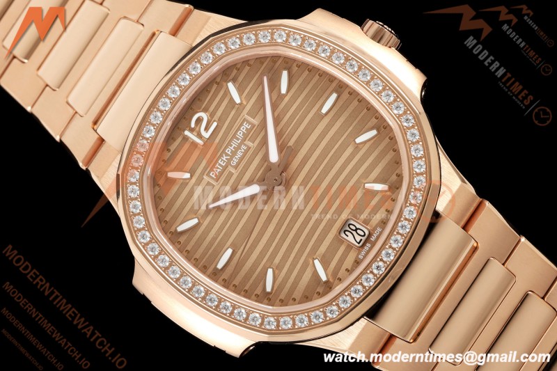 Patek Philippe - Nautilus Ladies 7118 35mm RG/DIA Champ/Stk DDF DD330