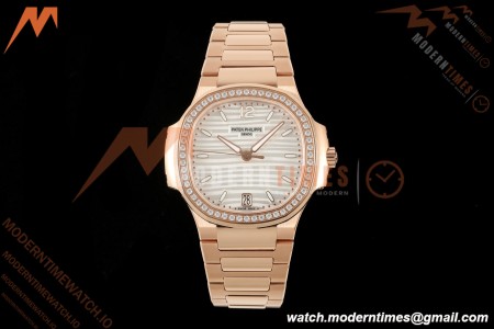 Patek Philippe - Nautilus Ladies 7118 35mm RG/DIA Wht/Stk DDF DD330