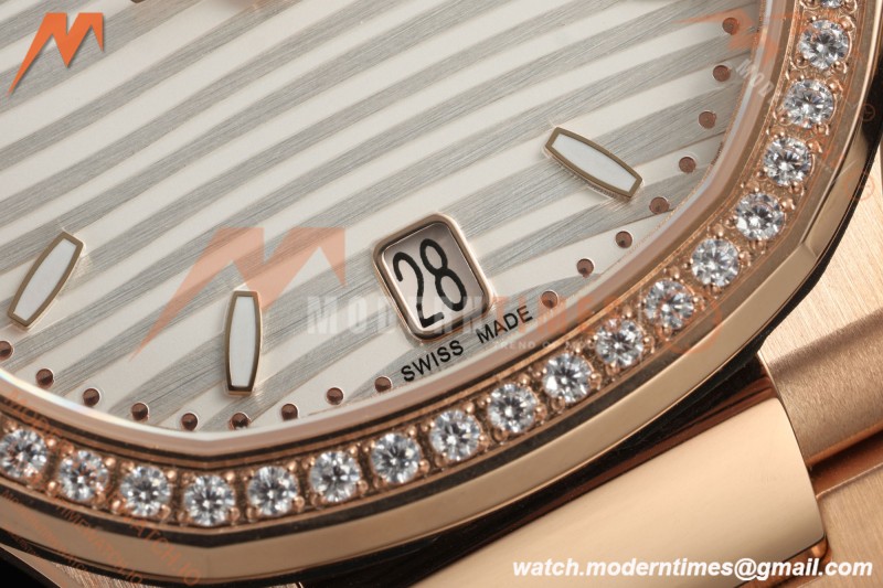Patek Philippe - Nautilus Ladies 7118 35mm RG/DIA Wht/Stk DDF DD330