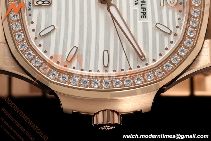Patek Philippe - Nautilus Ladies 7118 35mm RG/DIA Wht/Stk DDF DD330