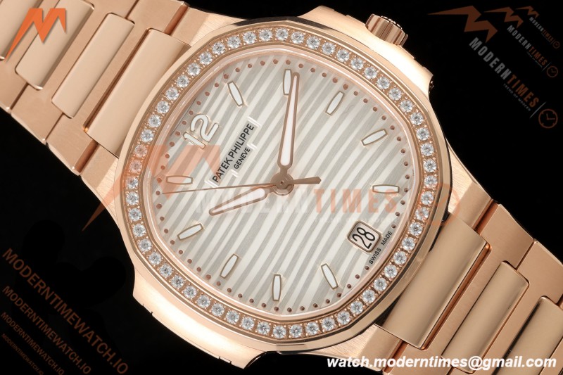 Patek Philippe - Nautilus Ladies 7118 35mm RG/DIA Wht/Stk DDF DD330