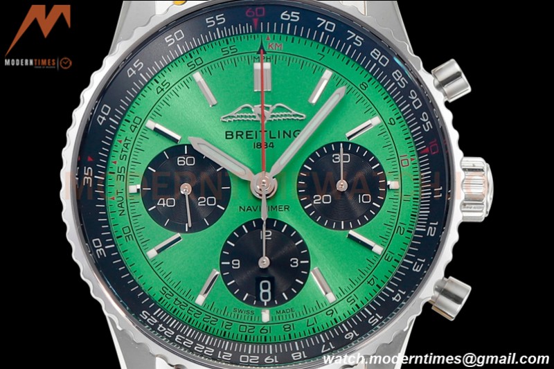 Breitling - Navitimer Chronograph B01 43mm SS/LE Green/Blk BLS A7750 Mod