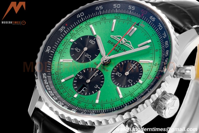 Breitling - Navitimer Chronograph B01 43mm SS/LE Green/Blk BLS A7750 Mod