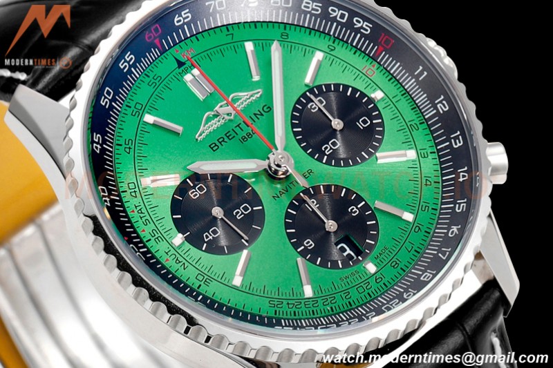 Breitling - Navitimer Chronograph B01 43mm SS/LE Green/Blk BLS A7750 Mod