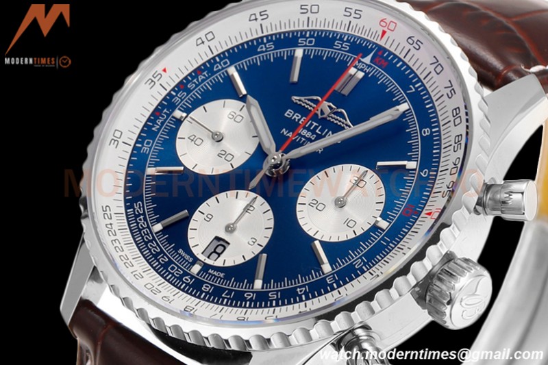 Breitling - Navitimer Chronograph B01 43mm SS/LE Blue/Wht BLS A7750 Mod