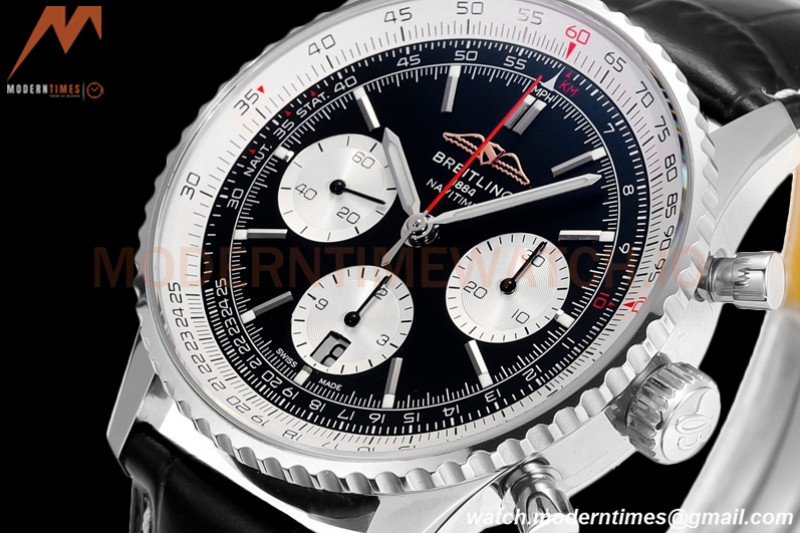 Breitling - Navitimer Chronograph B01 43mm SS/LE Blk/Blk BLS A7750 Mod