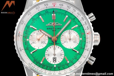 Breitling - Navitimer Chronograph B01 43mm SS/LE Mint Green/Wht BLS A7750 Mod